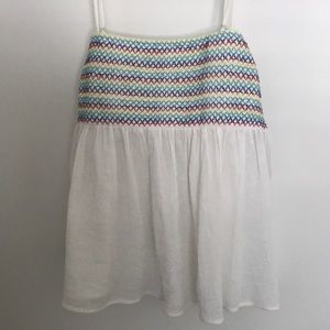 Ruched rainbow bandeau w/ loose sheer tank